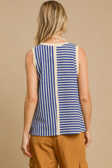 Outfit Flow - Umgee Round Neck Texture Striped Tank