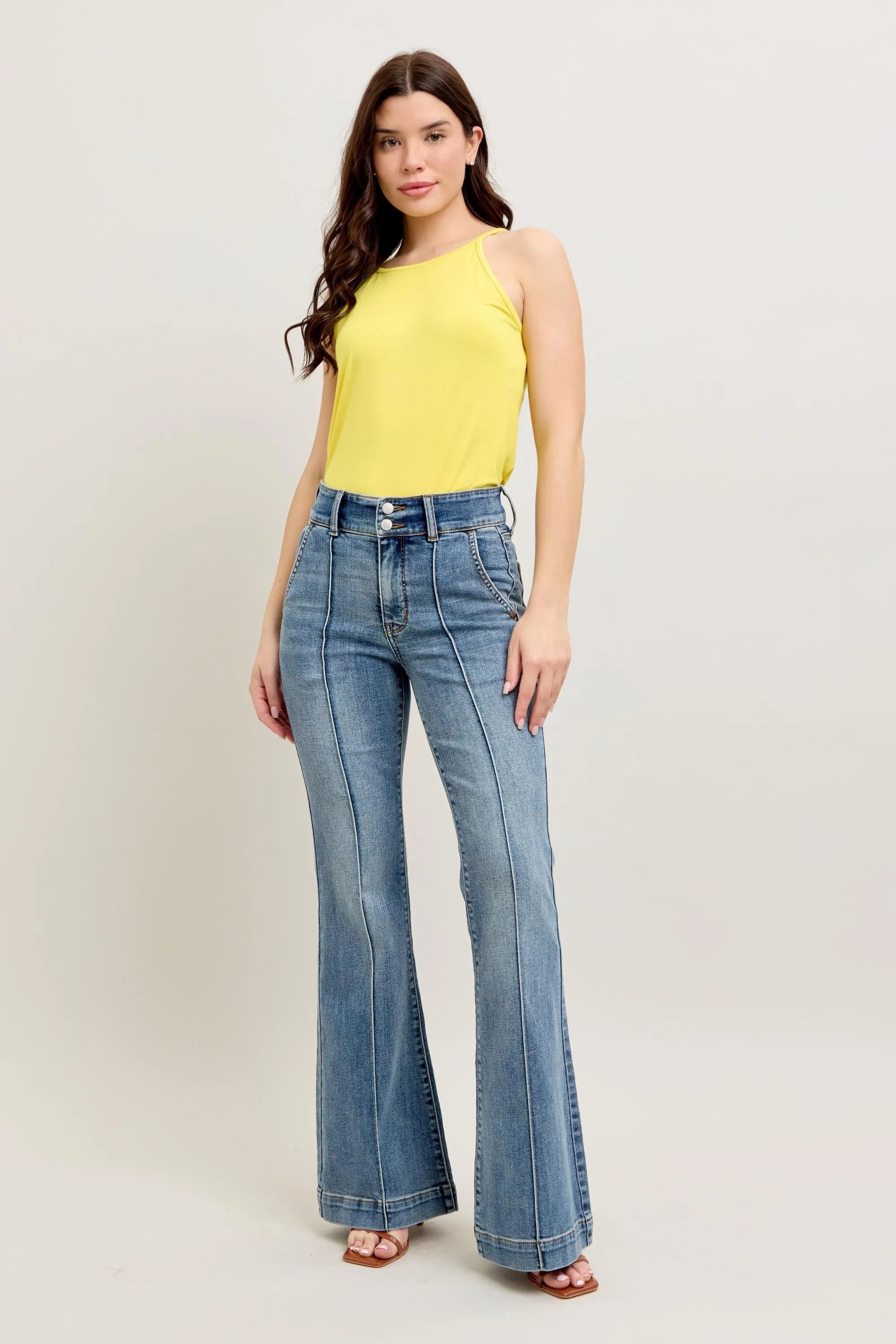 Judy Blue Full Size High-Waist Flare Denim Jeans with Front Seam Detail Plus Size OutfitFlow