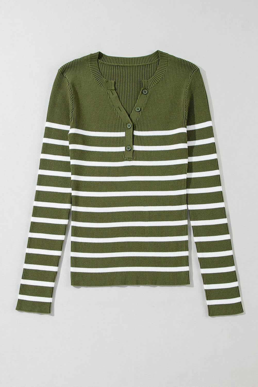 Outfit Flow - Striped Contrast Long Sleeve Knit Top