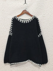 Contrast Trim Oversized Sweater OutfitFlow