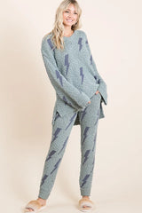 BiBi Cozy Soft Hairy Popcorn Sweater Pants OutfitFlow