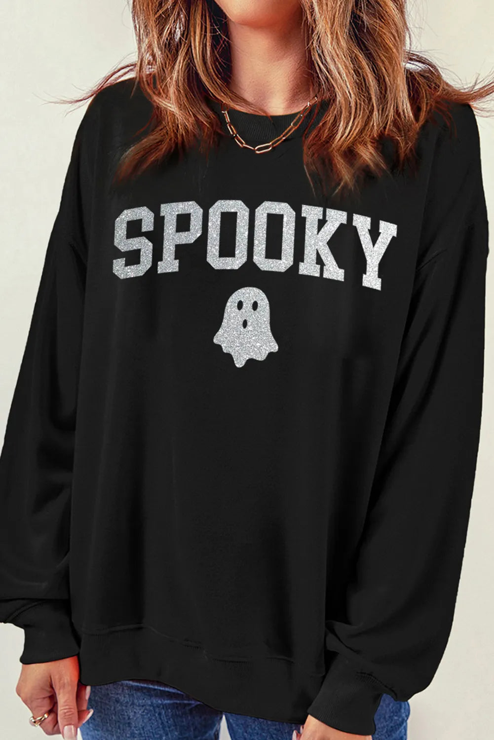 Outfit Flow - SPOOKY Round Neck Long Sleeve Sweatshirt