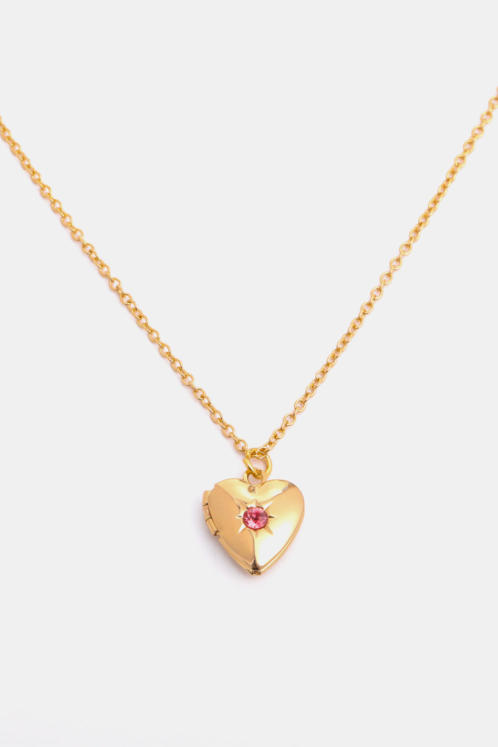 Zircon Heart Shape 14K Gold-Plated Pendant Necklace July One Size OutfitFlow