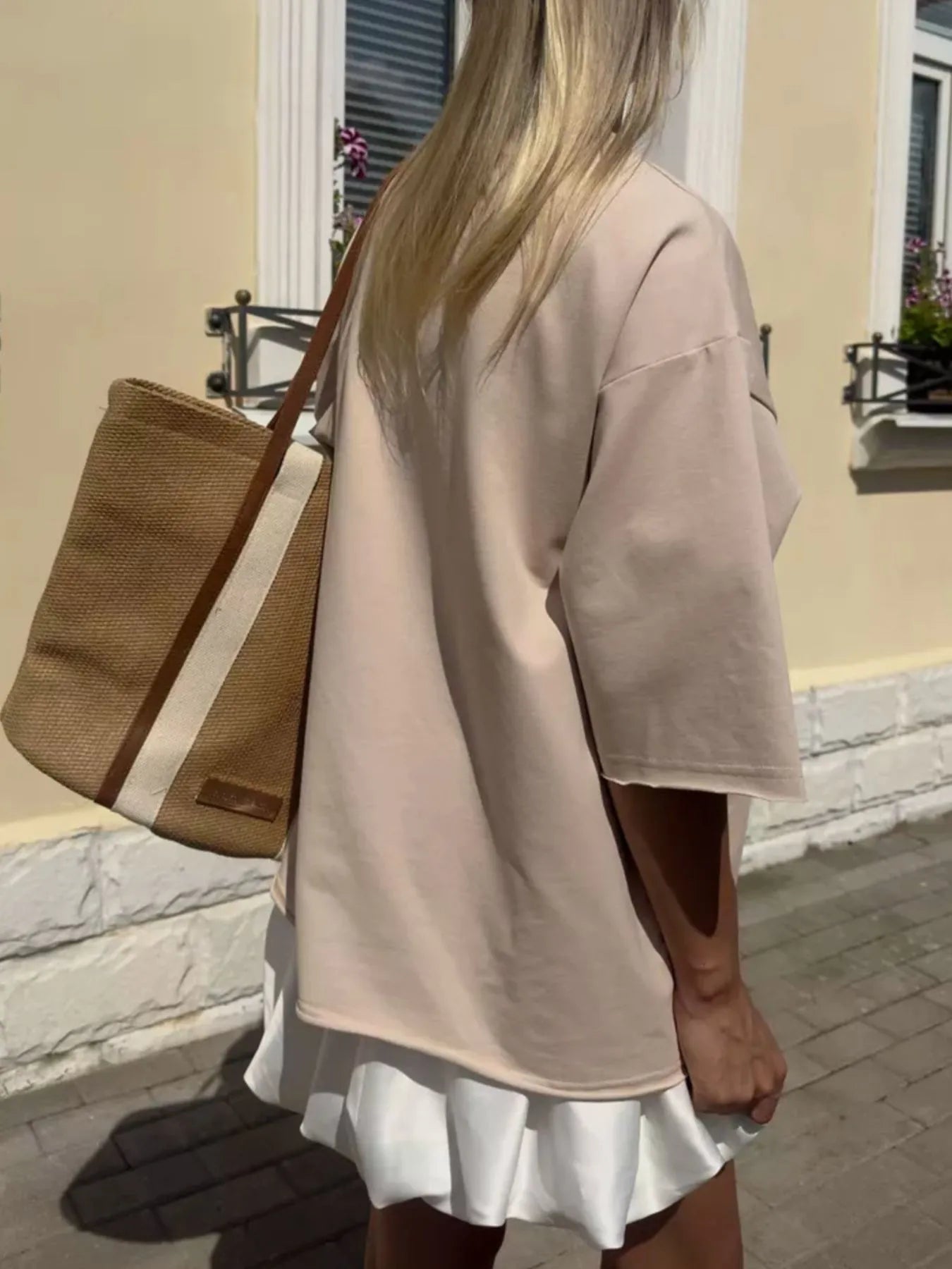 Round Neck Half Sleeve Oversized T-Shirt OutfitFlow
