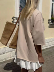 Round Neck Half Sleeve Oversized T-Shirt OutfitFlow