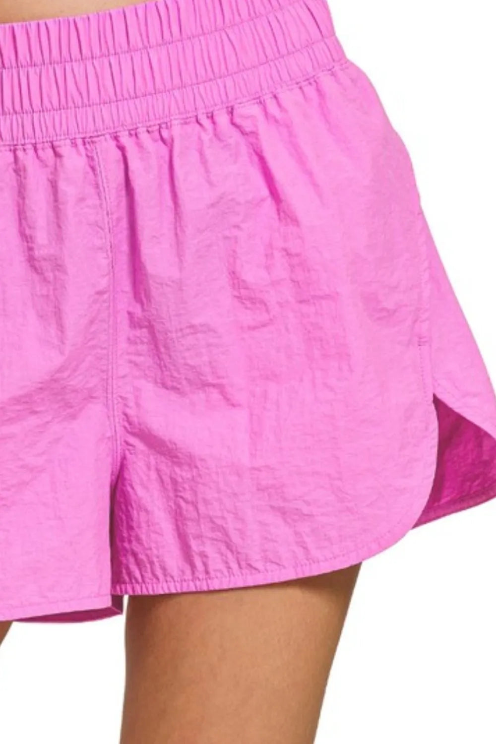 Zenana Windbreaker Smocked Waistband Running Shorts OutfitFlow
