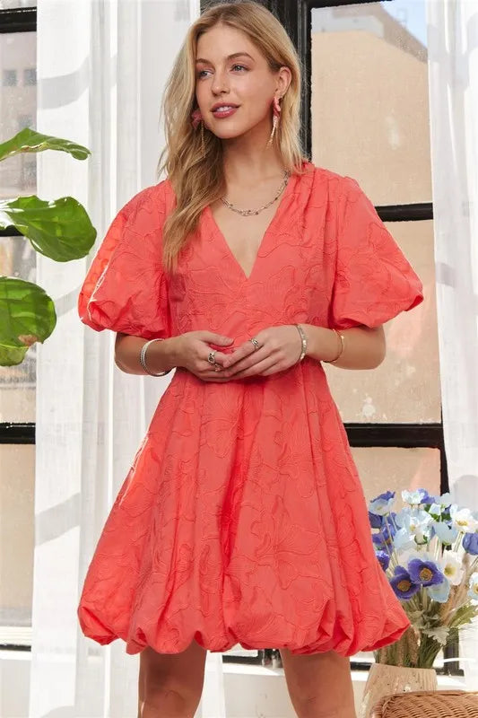 ADORA Puff Sleeve Floral Dress OutfitFlow