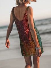 Sequin Scoop Neck Mini Dress OutfitFlow