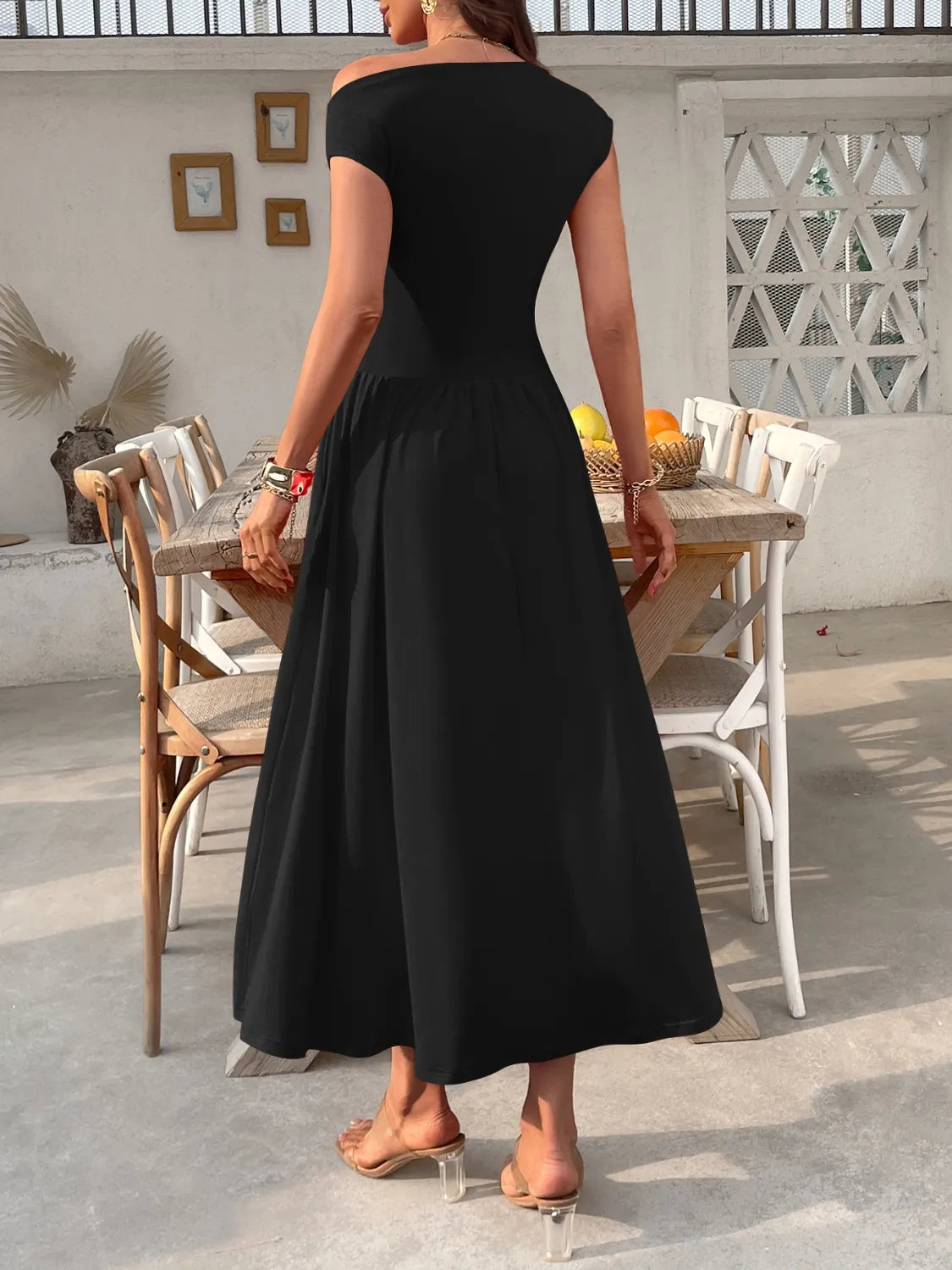 Single Shoulder Dress with Pockets OutfitFlow