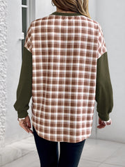 Plaid Long Sleeve Sweatshirt OutfitFlow