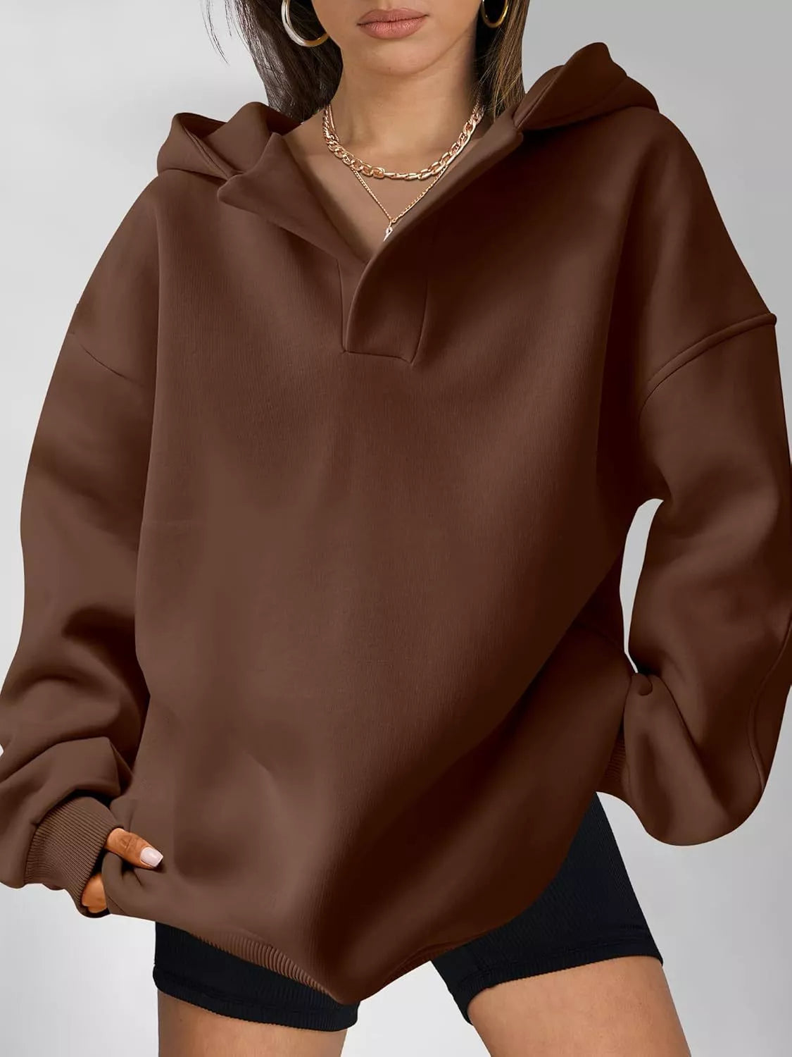 Dropped Shoulder Long Sleeve Sweatshirt OutfitFlow