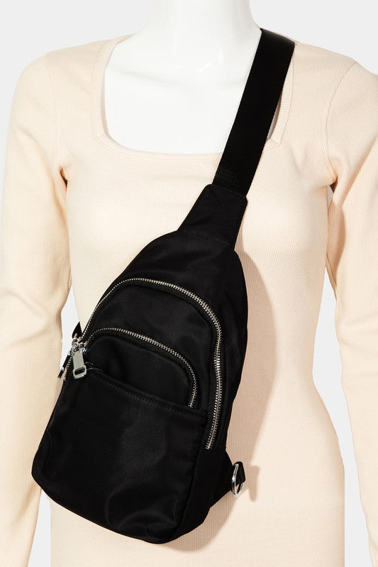 Outfit Flow - Fame Solid Color Nylon Sling Bag