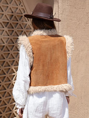 Fuzzy Open Front Vest Coat Trendsi