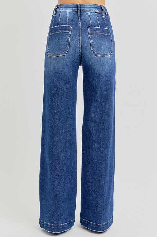 Outfit Flow - RISEN Full Size High Rise Wide Leg Jeans with Slanted Pockets