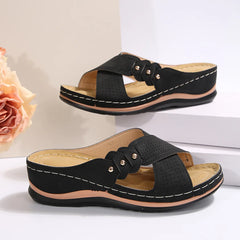 Crisscross Open Toe Wedge Sandals OutfitFlow