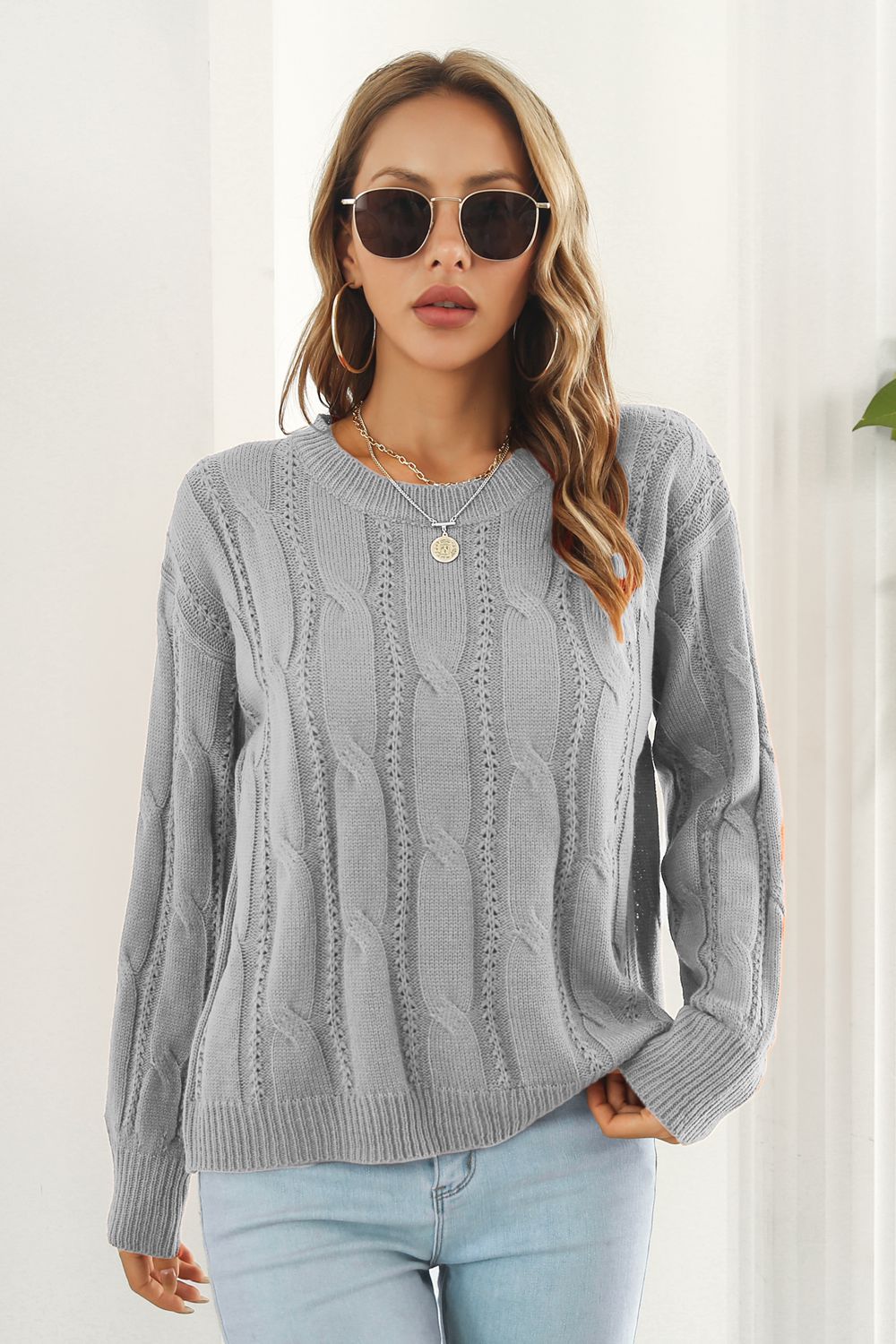 Round Neck Long Sleeve Sweater OutfitFlow