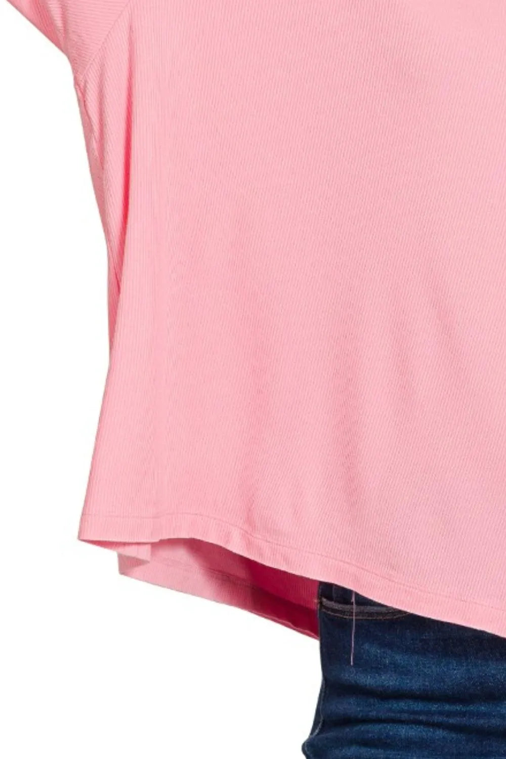 Zenana Oversized Ribbed Round Neck Short Sleeve Tee OutfitFlow