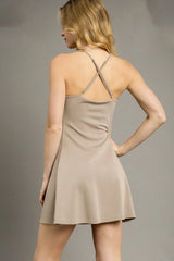 Umgee Crisscross Square Neck Active Dress OutfitFlow