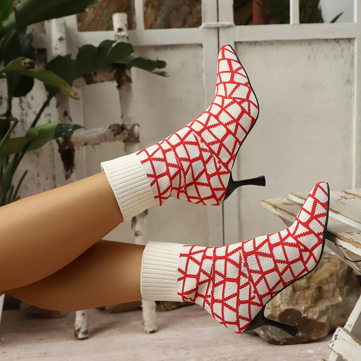 Mesh Point Toe Stiletto Boots OutfitFlow
