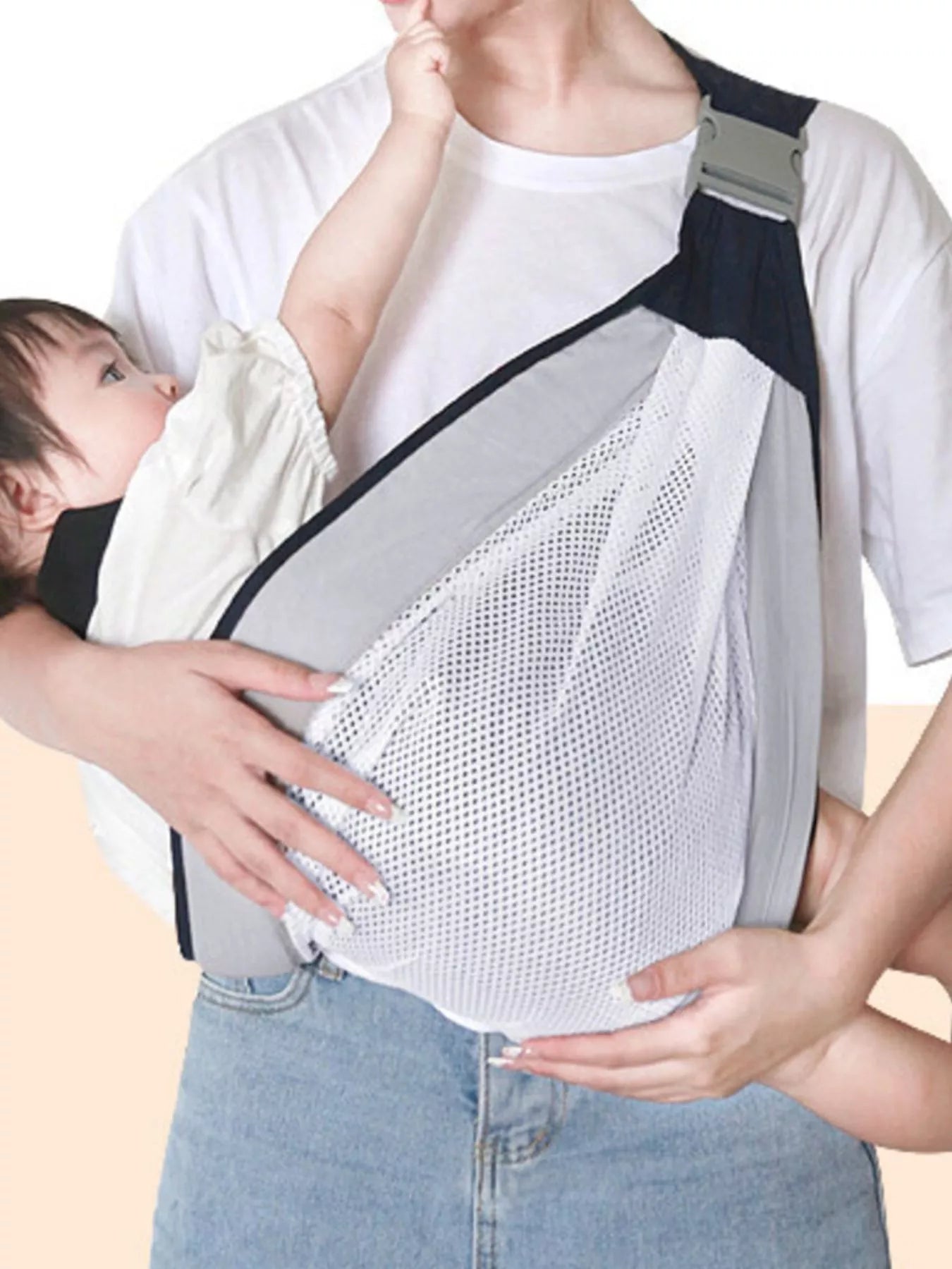 Breathable Mesh Baby Sling Gray Mesh One Size Trendsi
