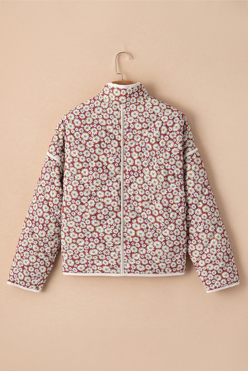 Floral Snap Down Mock Neck Coat Trendsi