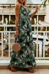 Printed Spaghetti Strap Maxi Dress OutfitFlow