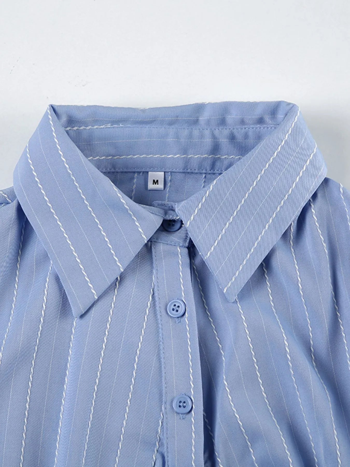 Striped Button-Down Collared Neck Shirt OutfitFlow