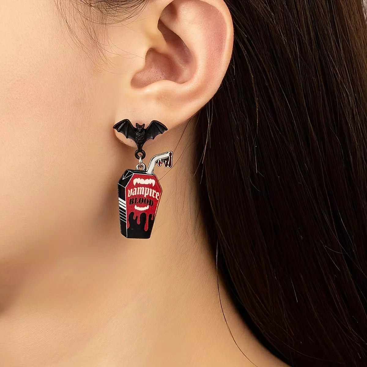 Halloween Gothic Vampire Coffin Bat Wing Drop Earrings OutfitFlow