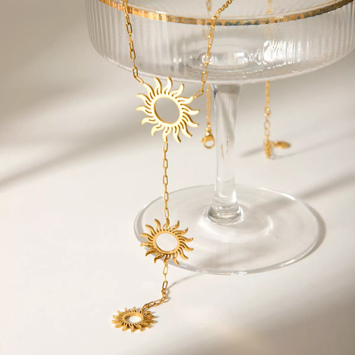 18K Gold-Plated Sun Pendant Necklace OutfitFlow