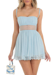Lace Backless Mini Cami Dress White OutfitFlow