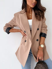 Lapel Collar Long Sleeve Blazer OutfitFlow