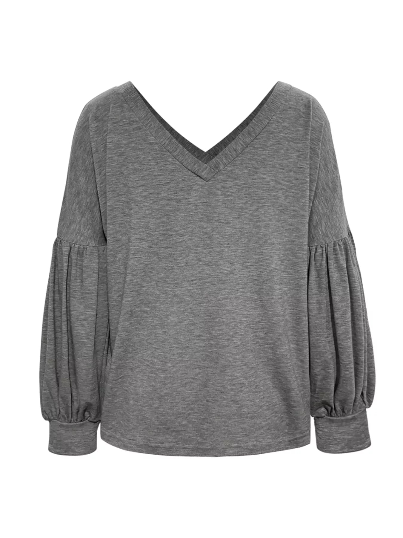 Oversized V-Neck Long Sleeve Blouse OutfitFlow