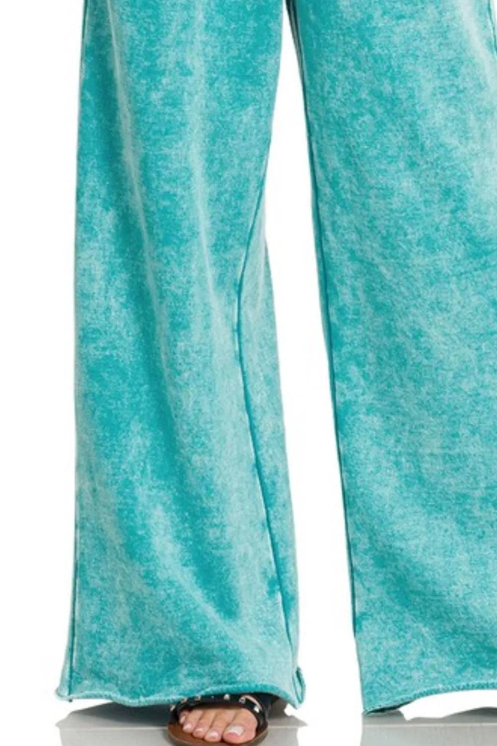 Zenana Acid Wash Fleece Palazzo Sweatpants with Pockets OutfitFlow