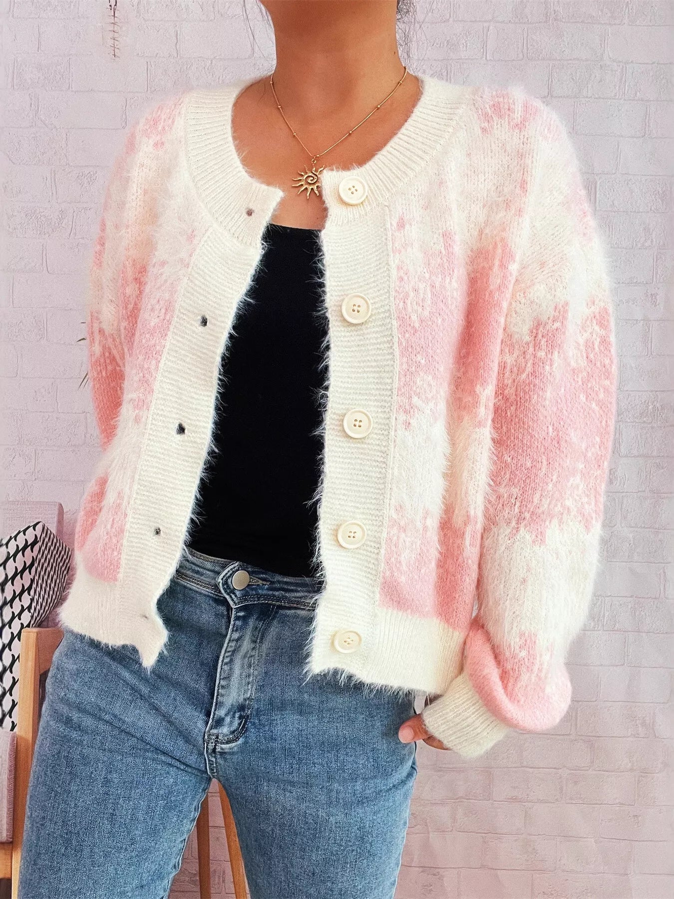 Ribbed Hem Button Up Cardigan OutfitFlow