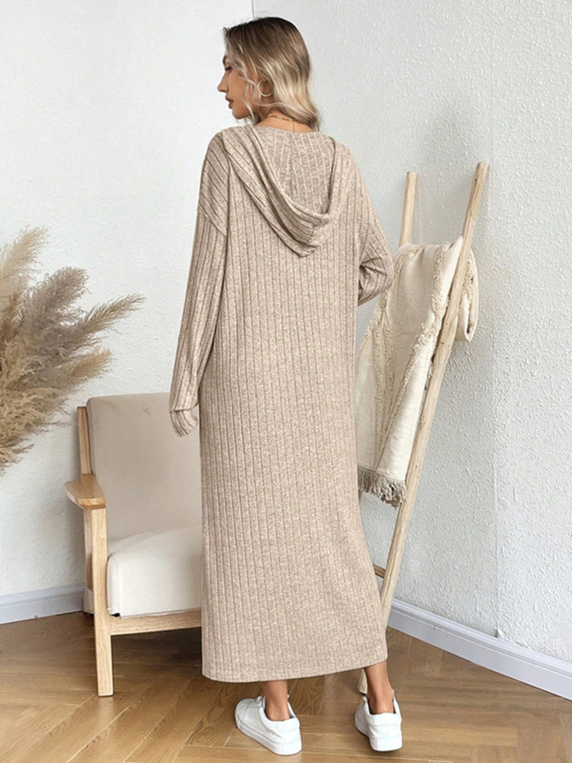 Outfit Flow - Drawstring Long Sleeve Hooded Dress