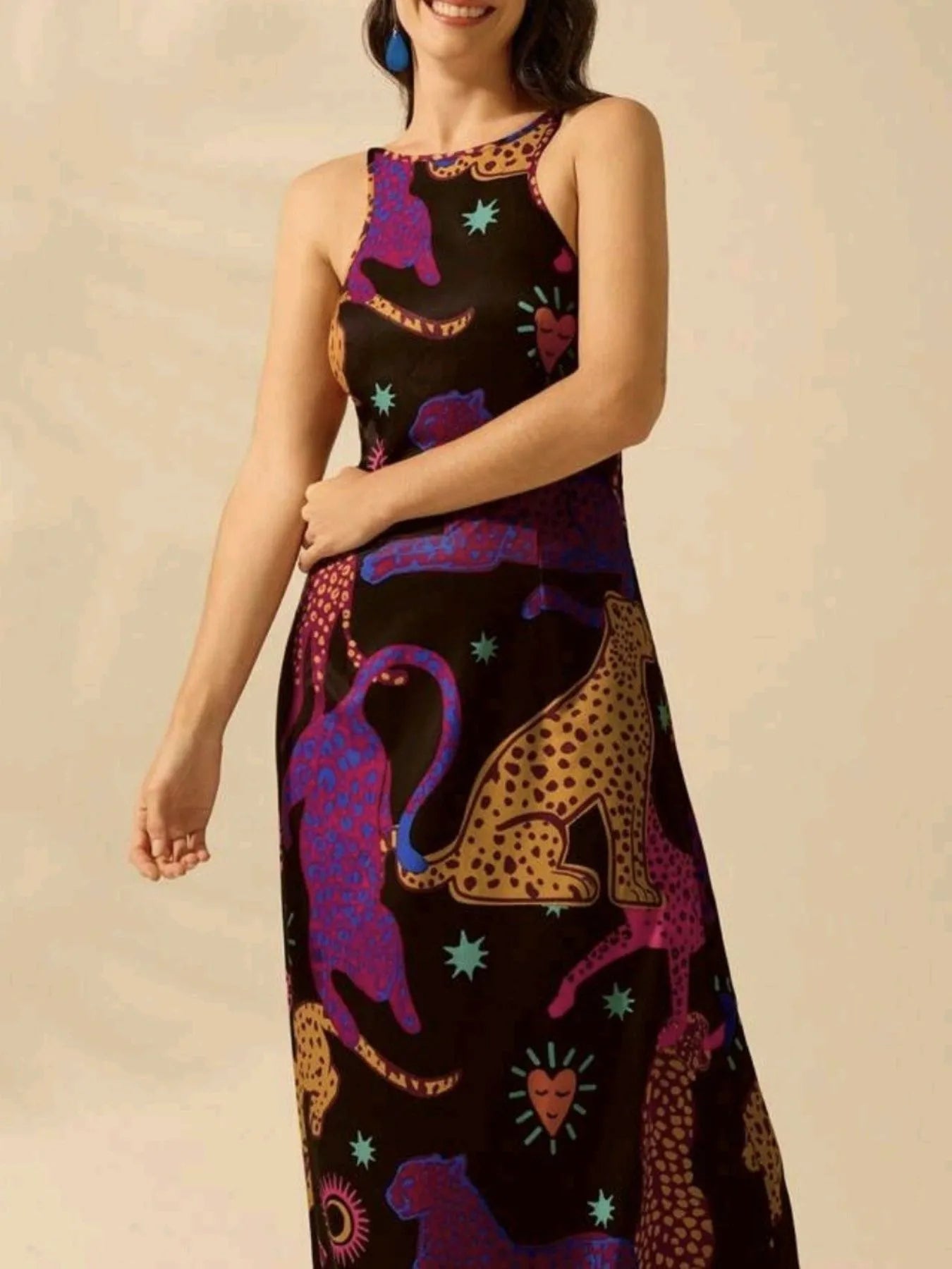 Printed Sleeveless Maxi Dress Animal OutfitFlow