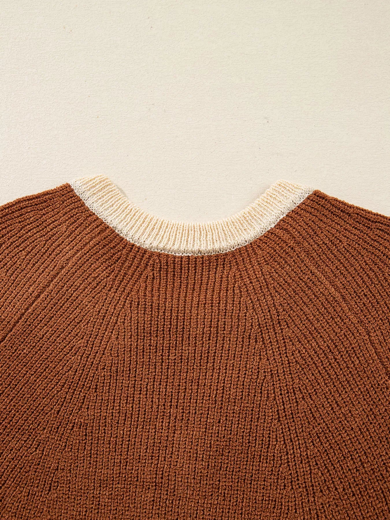 Contrast Knit V Neckline Cardigan OutfitFlow