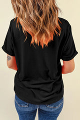 Glitter Pumpkin Round Neck Short Sleeve T-Shirt OutfitFlow