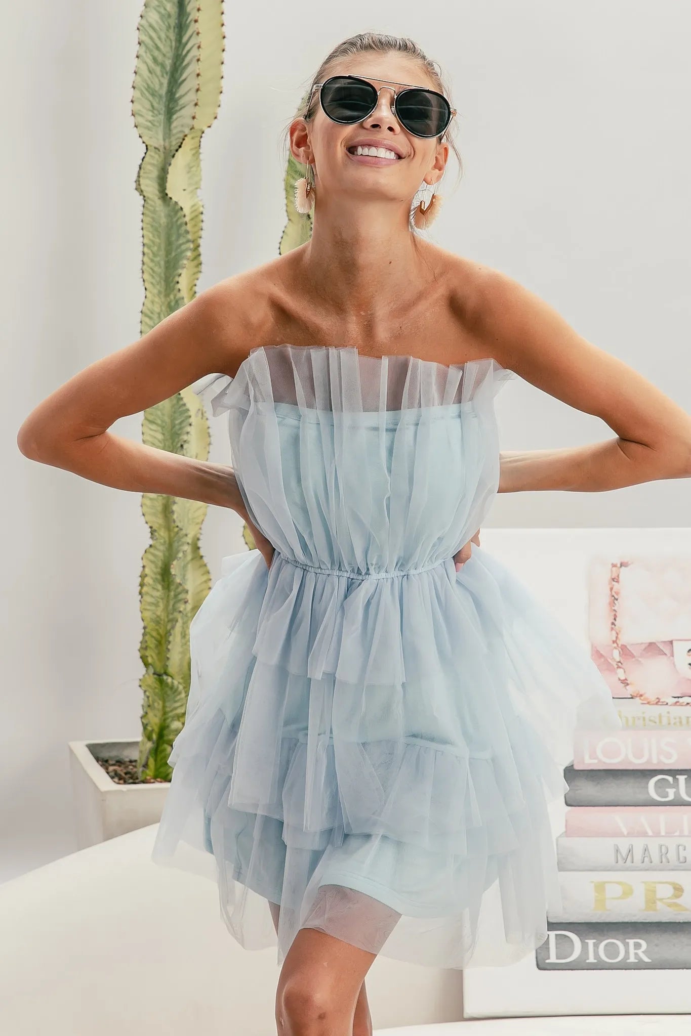 BiBi Sleeveless Layered Organza Dress OutfitFlow