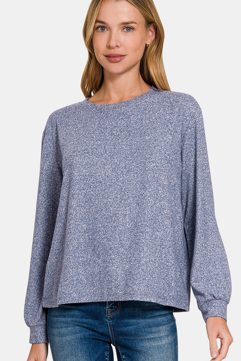 Outfit Flow - Zenana Hacci Round Neck Long Sleeve T-Shirt