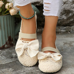 Round Toe Flats Slip-Ons Beige OutfitFlow