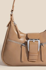 Fame Large Buckle Triple Zipper Hand Bag OutfitFlow