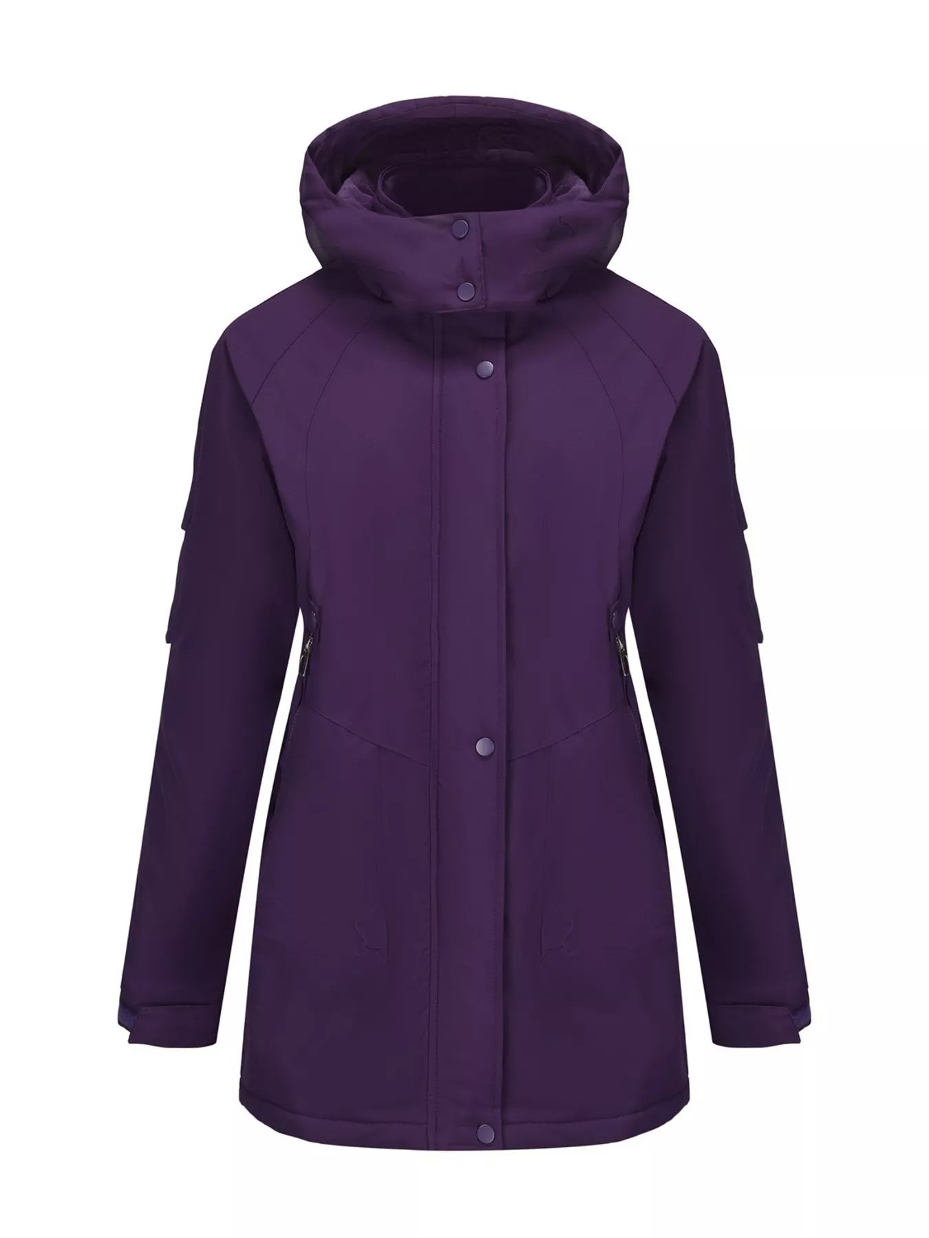 Full Size Hooded Mid-Length Windproof Outerwear Plus Size OutfitFlow