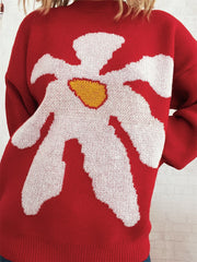 Flower Dropped Shoulder Sweater Trendsi