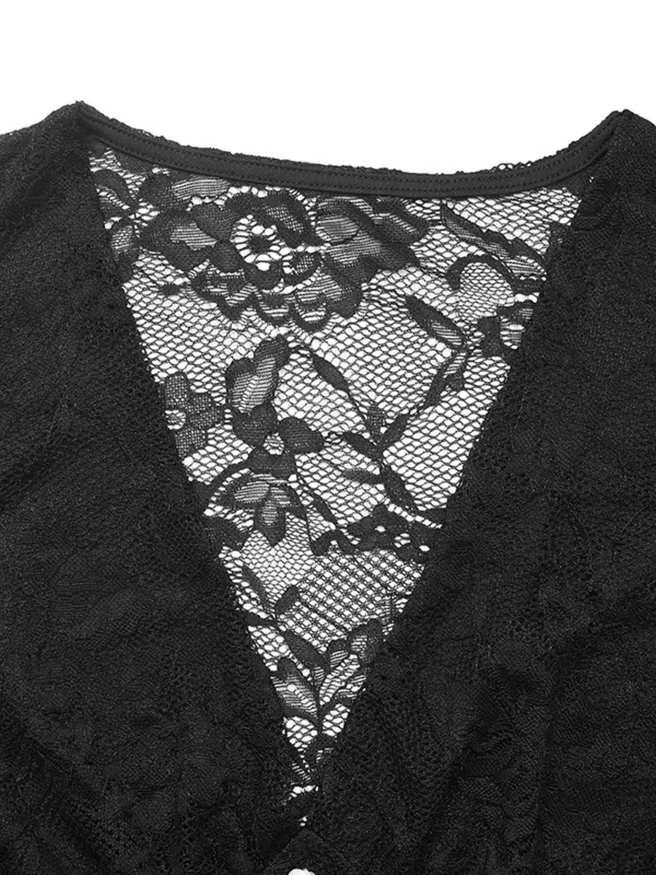 Lace Long Sleeve V-Neck Bodysuit OutfitFlow