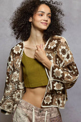 POL Open Front Cardigan with Varied Patterns CHOCO MULTI One Size Trendsi