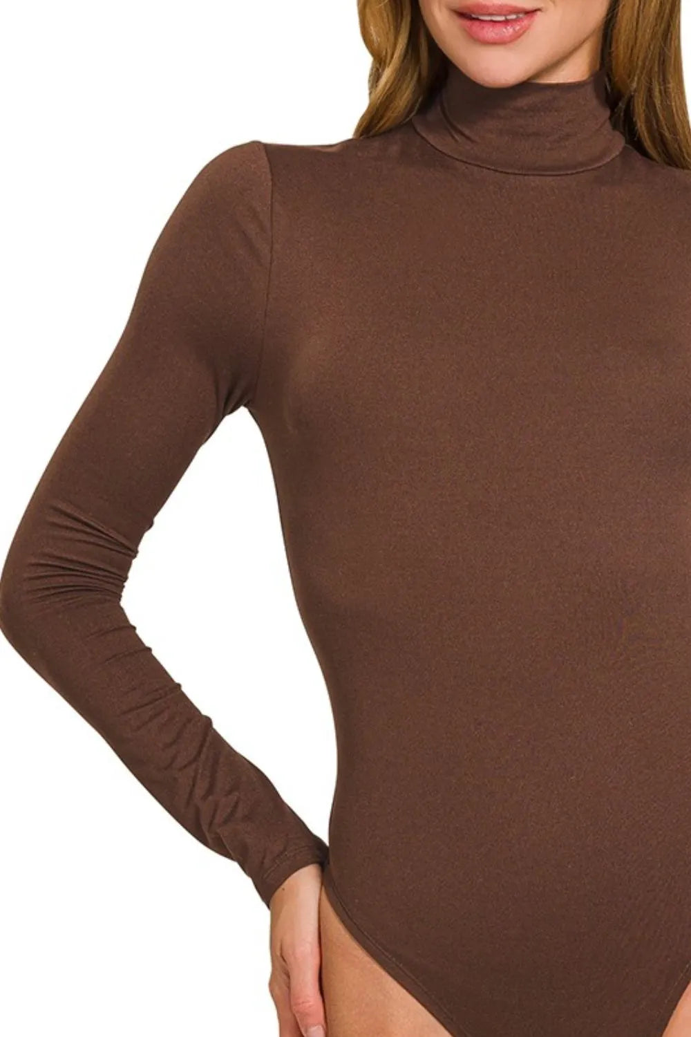Zenana Mock Neck Long Sleeve Bodysuit OutfitFlow