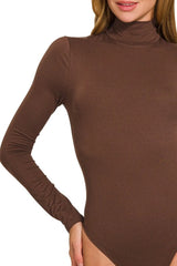 Zenana Mock Neck Long Sleeve Bodysuit OutfitFlow