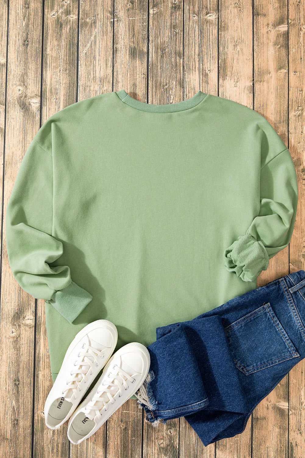 Outfit Flow - High-Low Round Neck Long Sleeve Sweatshirt