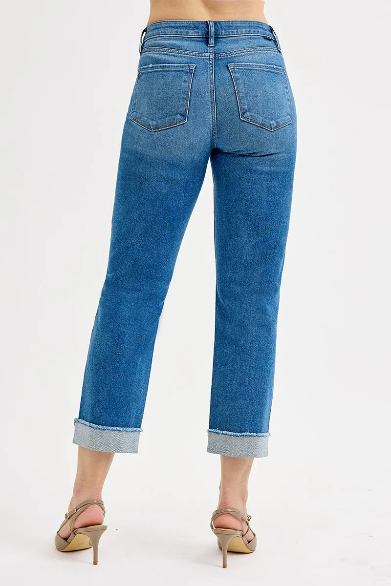 RISEN Full Size High Rise Boyfriend Fit Ankle Jeans Plus SIze OutfitFlow